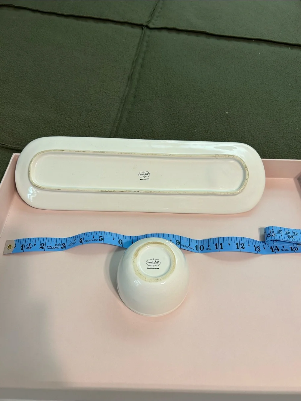 Mud Pie Cream Ceramic Snack Tray & Bowl